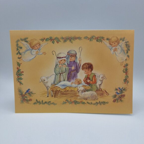 Vintage Religious Christmas Cards Set Of 3 Illustrated Nativity Scenes Blank 90s - Picture 4 of 8
